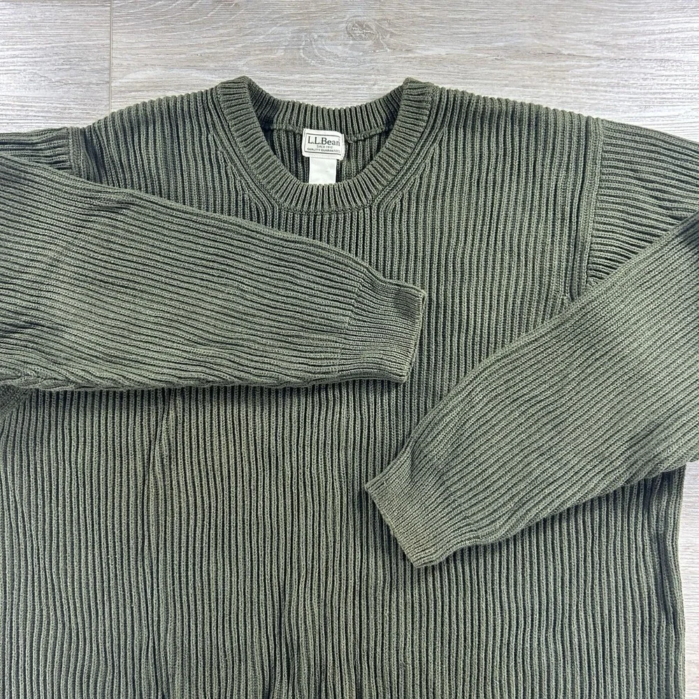 LL Bean Sweater Mens XXL Olive Cotton Chunky Knit Crewneck Australia‎ Heritage